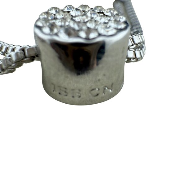 Adjustable Silver-Tone Box Chain Bracelet With Multi-Colored Glass Stones - Picture 6 of 7